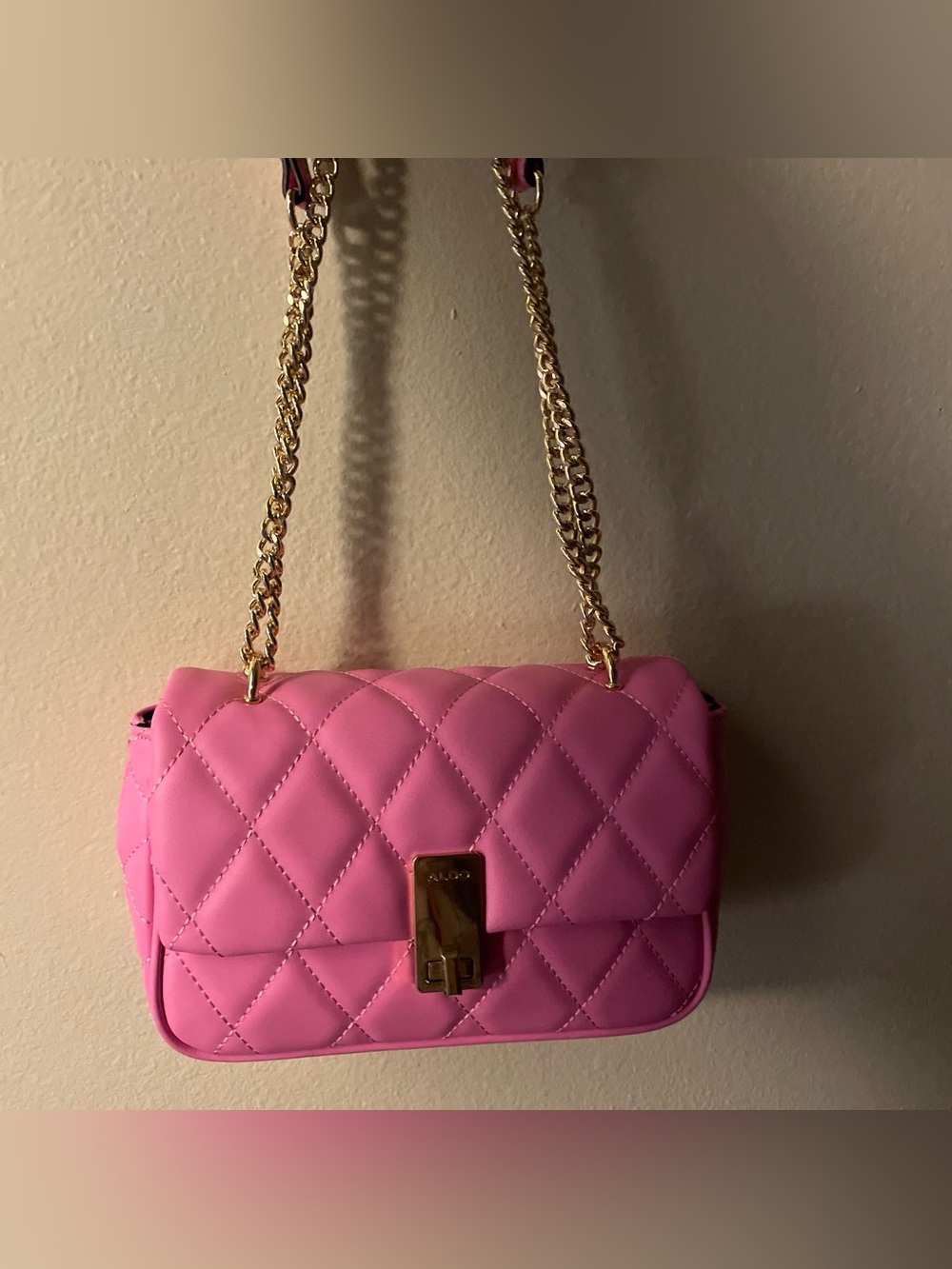 Aldo Quilted Chain Shoulder Bag in Pink